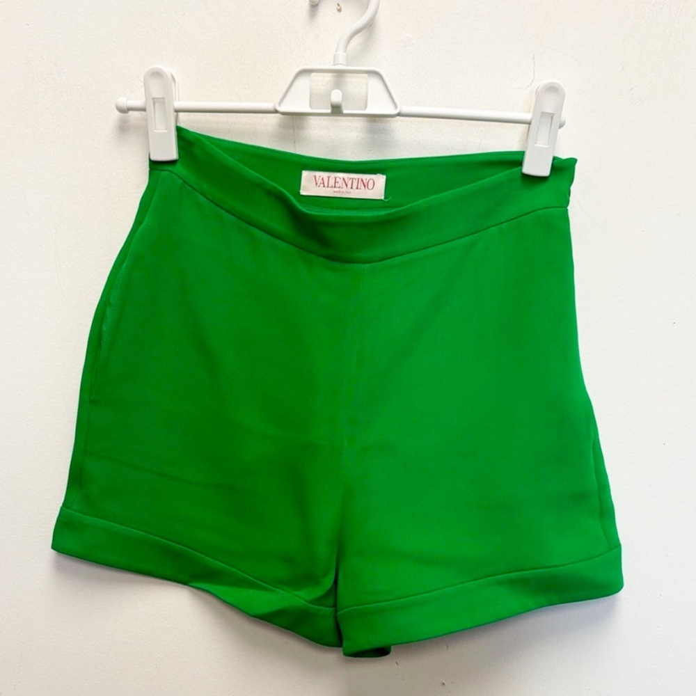Valentino High Waist Green Women's Shorts